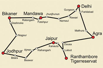 Nordindien_reiseroute